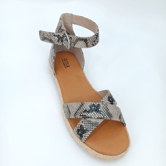 A.N.A GRAY BLAZE SNAKESKIN PRINT SANDALS SIZE 9M - Picture 9 of 16